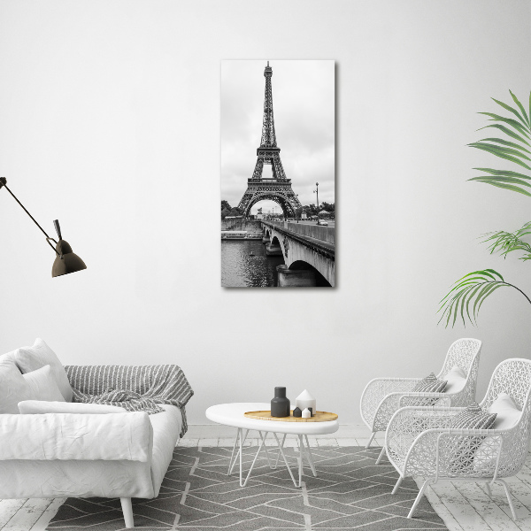 Cuadro de metacrilato moderno efecto cristal vertical Torre Eiffel de París