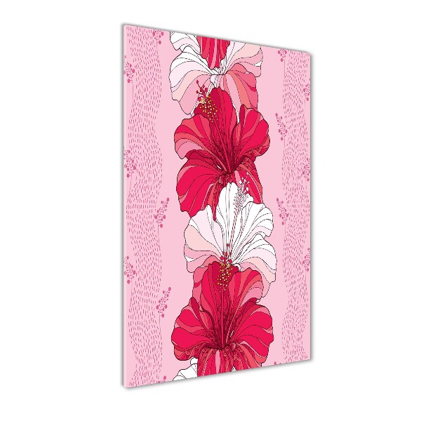 Cuadro decorativo en acrílico brillante vertical Hibisco