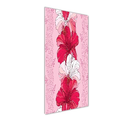 Cuadro decorativo en acrílico brillante vertical Hibisco