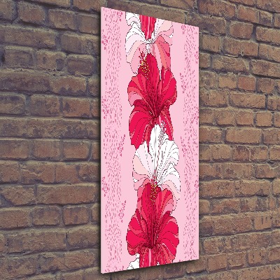 Cuadro decorativo en acrílico brillante vertical Hibisco