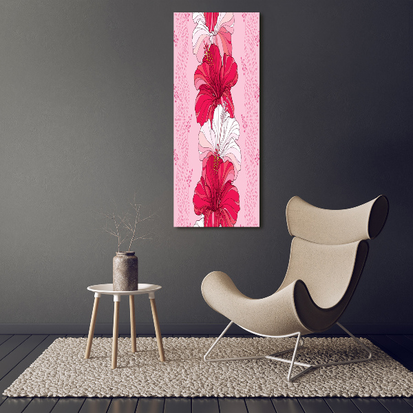 Cuadro decorativo en acrílico brillante vertical Hibisco