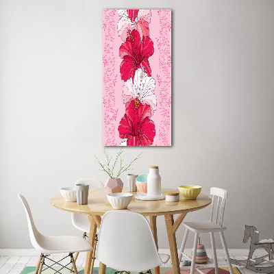 Cuadro decorativo en acrílico brillante vertical Hibisco