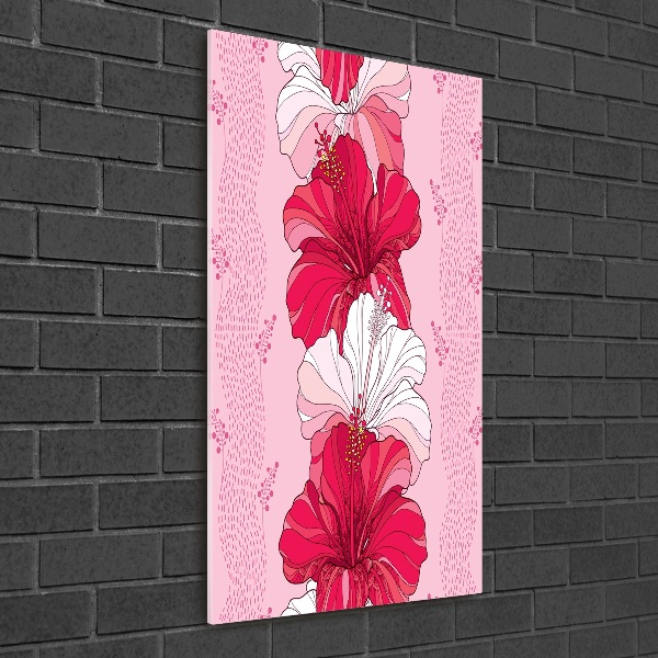Cuadro decorativo en acrílico brillante vertical Hibisco