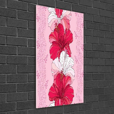 Cuadro decorativo en acrílico brillante vertical Hibisco