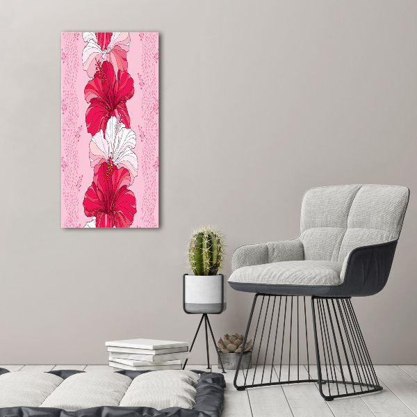 Cuadro decorativo en acrílico brillante vertical Hibisco