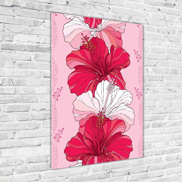 Cuadro decorativo en acrílico brillante vertical Hibisco