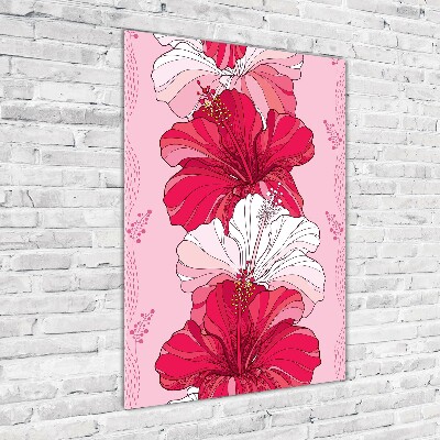 Cuadro decorativo en acrílico brillante vertical Hibisco