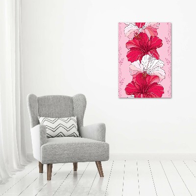 Cuadro decorativo en acrílico brillante vertical Hibisco