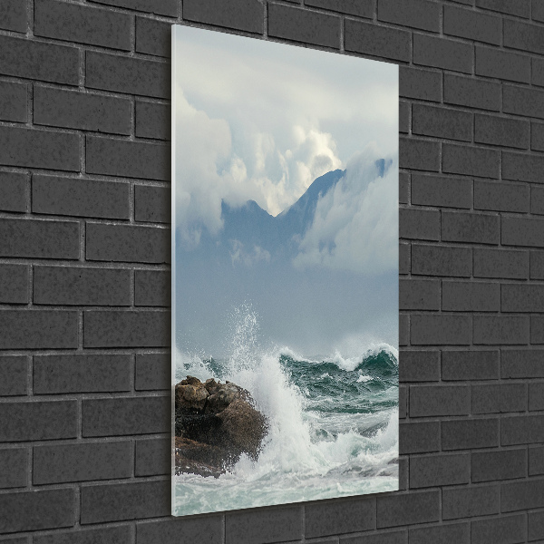 Cuadro decorativo en acrílico brillante vertical Mar agitado