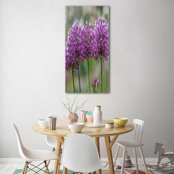 Cuadro decorativo en acrílico brillante vertical flores de ajo