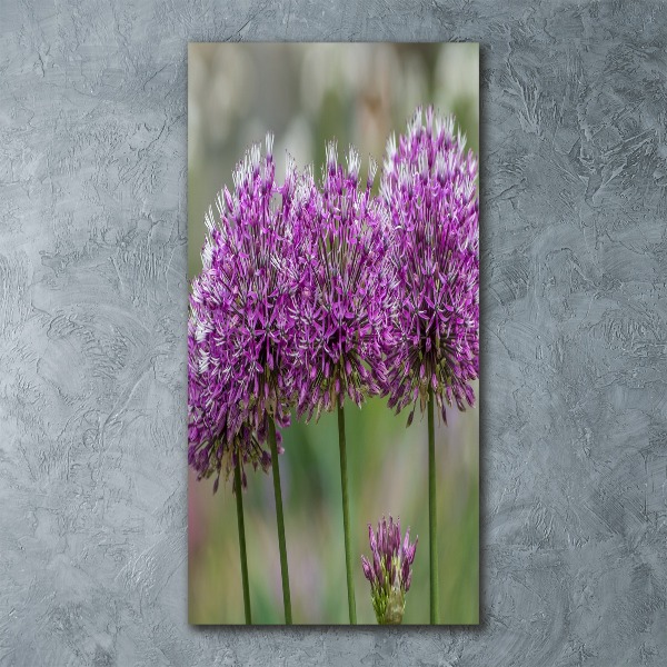 Cuadro decorativo en acrílico brillante vertical flores de ajo