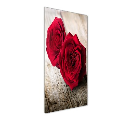 Cuadro de metacrilato moderno efecto cristal vertical rosas rojas
