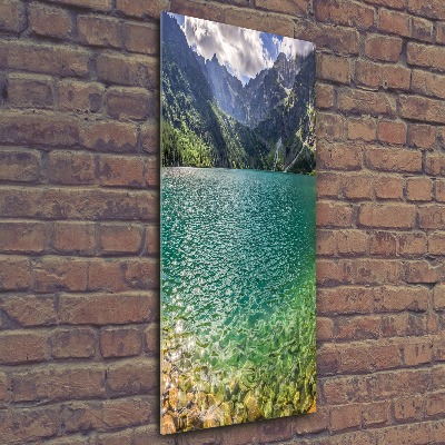 Cuadro decorativo en acrílico brillante vertical Lago en las montañas