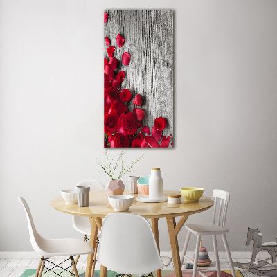 Cuadro decorativo en acrílico brillante vertical rosas rojas