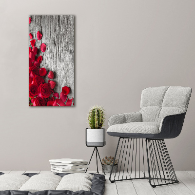 Cuadro decorativo en acrílico brillante vertical rosas rojas