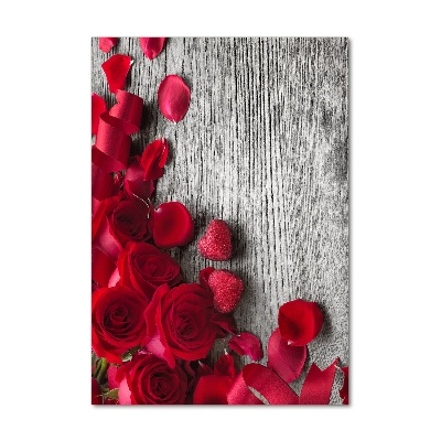 Cuadro decorativo en acrílico brillante vertical rosas rojas