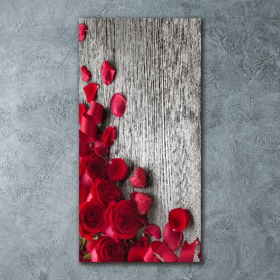 Cuadro decorativo en acrílico brillante vertical rosas rojas