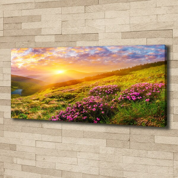 Fotocuadro en lienzo de alta calidad horizontal Puesta de sol sobre las montañas