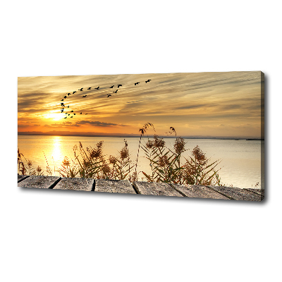 Cuadro canvas con impresión uv duradera horizontal Muelle en el lago