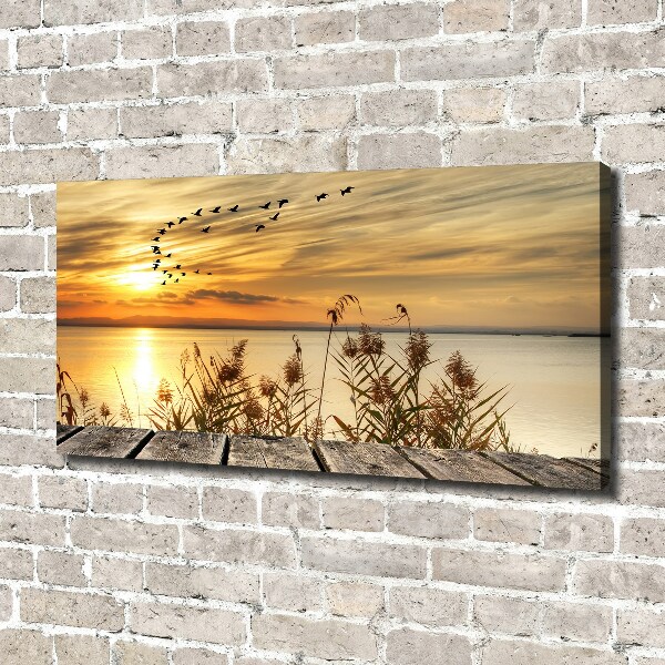 Cuadro canvas con impresión uv duradera horizontal Muelle en el lago