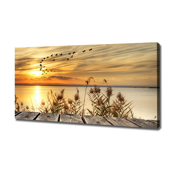 Cuadro canvas con impresión uv duradera horizontal Muelle en el lago