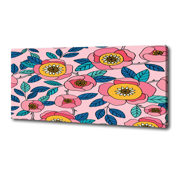 Cuadro canvas moderno de gran formato horizontal flores rosas