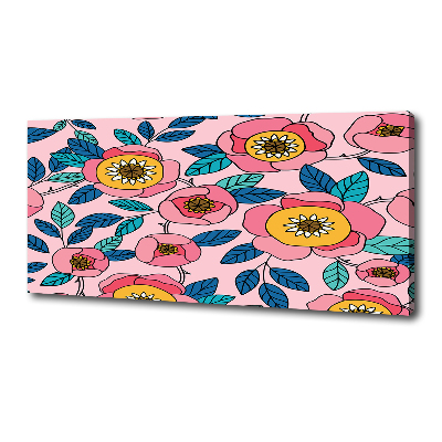 Cuadro canvas moderno de gran formato horizontal flores rosas