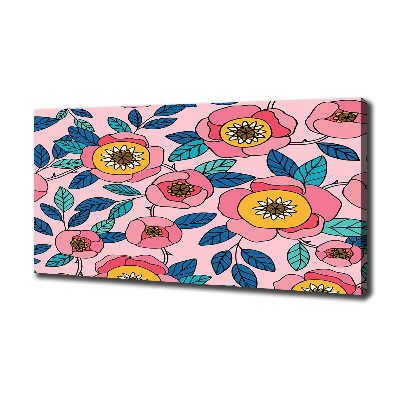 Cuadro canvas moderno de gran formato horizontal flores rosas