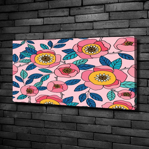 Cuadro canvas moderno de gran formato horizontal flores rosas
