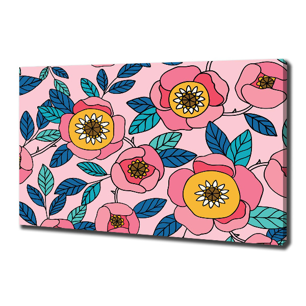 Cuadro canvas moderno de gran formato horizontal flores rosas