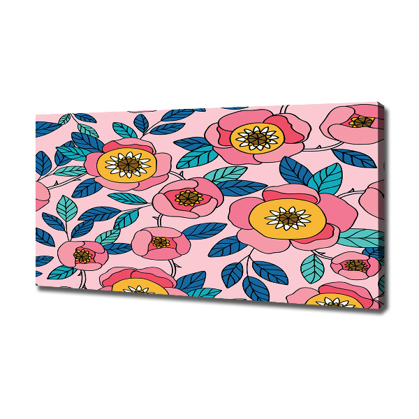 Cuadro canvas moderno de gran formato horizontal flores rosas