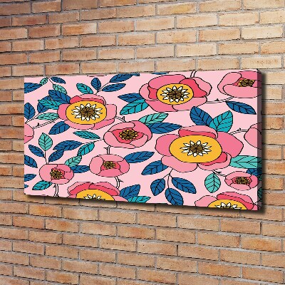 Cuadro canvas moderno de gran formato horizontal flores rosas