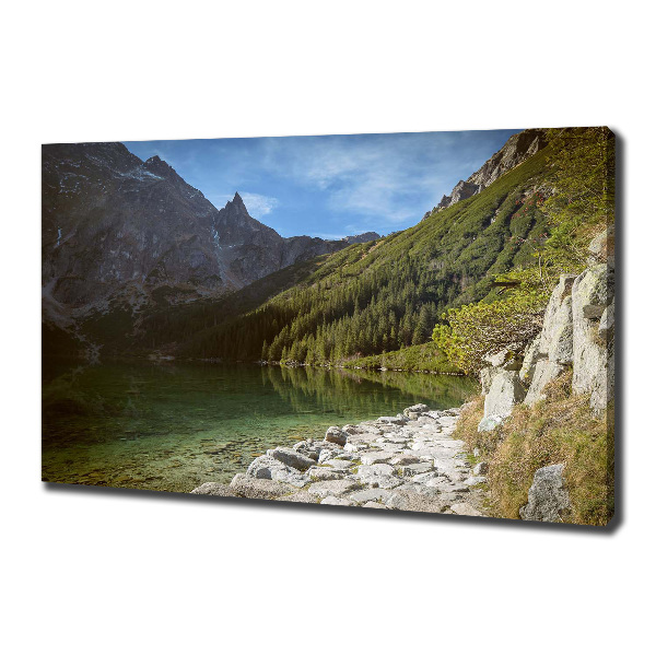 Cuadro canvas moderno de gran formato horizontal El ojo de mar de los montes Tatra