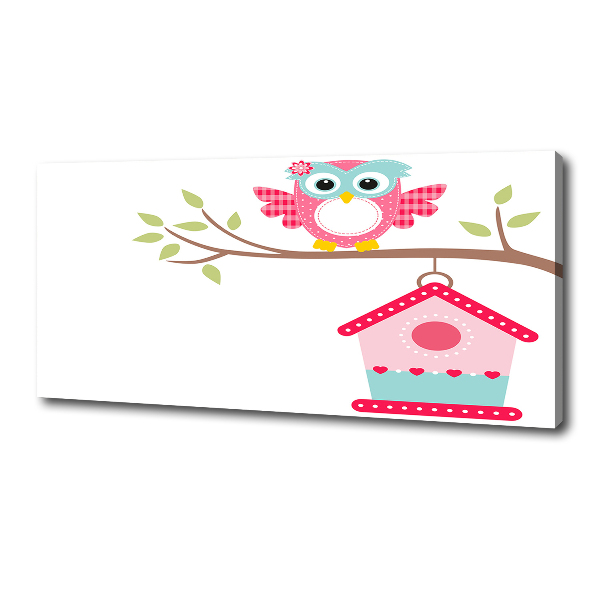 Foto en lienzo con acabado profesional horizontal Búho en una rama