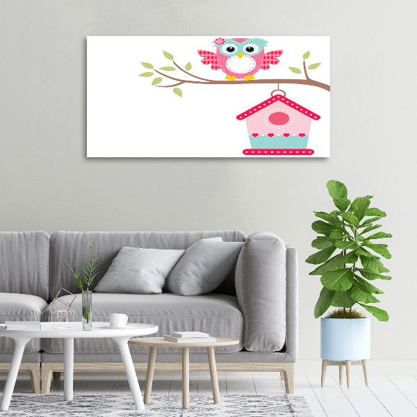 Foto en lienzo con acabado profesional horizontal Búho en una rama