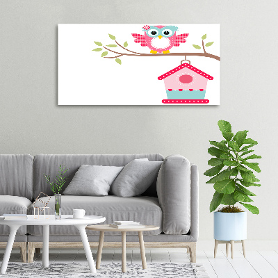 Foto en lienzo con acabado profesional horizontal Búho en una rama