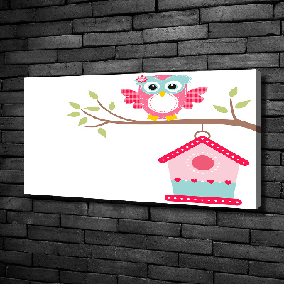 Foto en lienzo con acabado profesional horizontal Búho en una rama