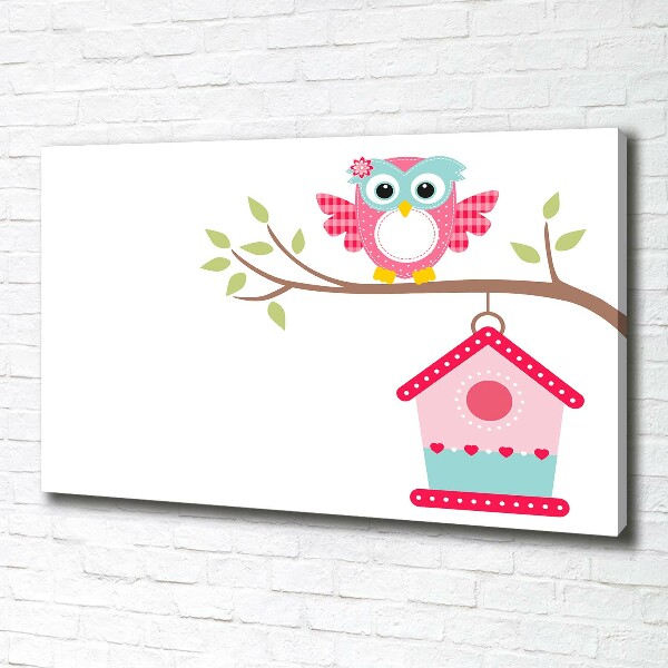 Foto en lienzo con acabado profesional horizontal Búho en una rama