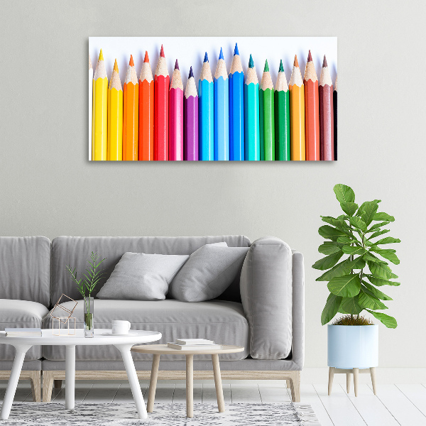Cuadro canvas moderno de gran formato horizontal Lápices de colores