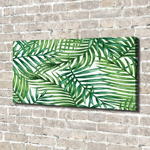 Cuadro canvas moderno de gran formato horizontal hojas de palma