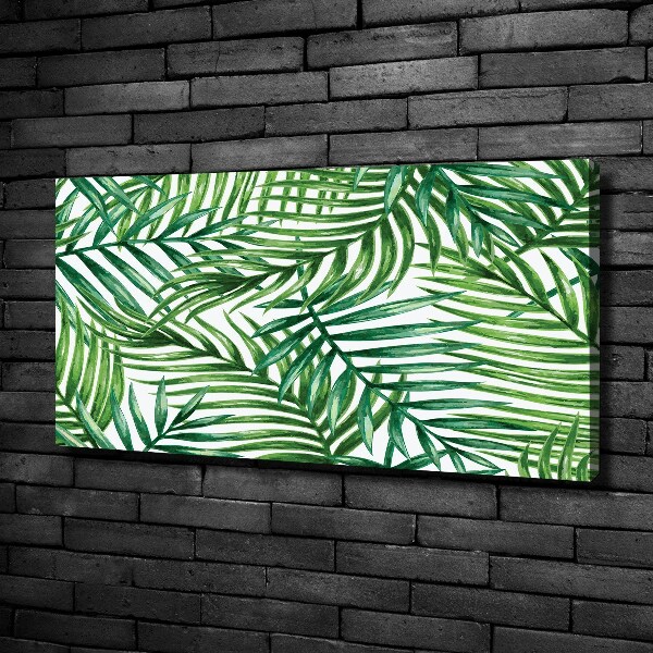 Cuadro canvas moderno de gran formato horizontal hojas de palma