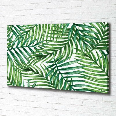 Cuadro canvas moderno de gran formato horizontal hojas de palma