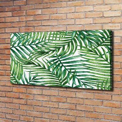 Cuadro canvas moderno de gran formato horizontal hojas de palma