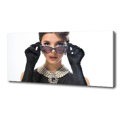 Cuadro canvas moderno de gran formato horizontal Mujer con gafas