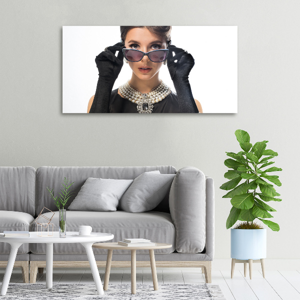 Cuadro canvas moderno de gran formato horizontal Mujer con gafas