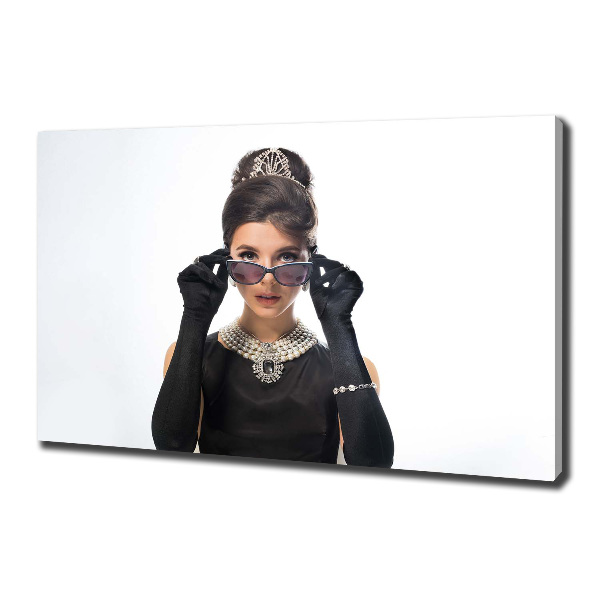 Cuadro canvas moderno de gran formato horizontal Mujer con gafas