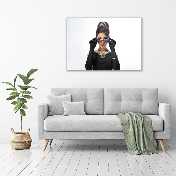 Cuadro canvas moderno de gran formato horizontal Mujer con gafas