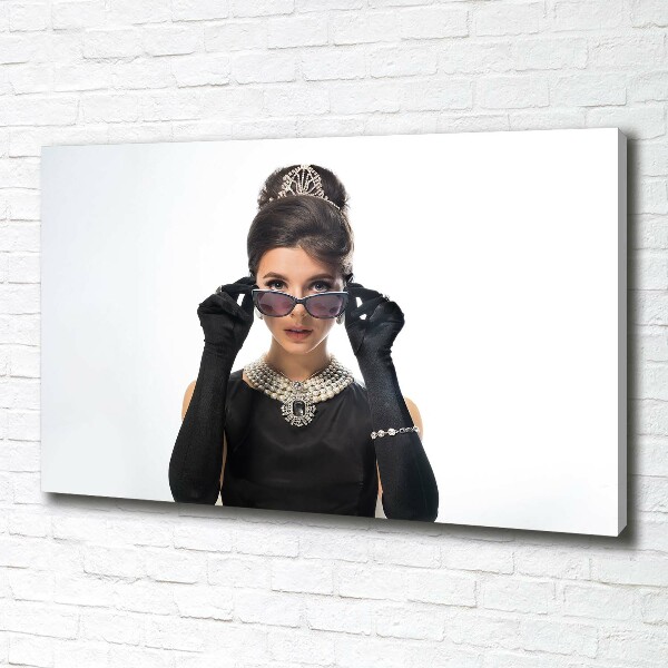 Cuadro canvas moderno de gran formato horizontal Mujer con gafas