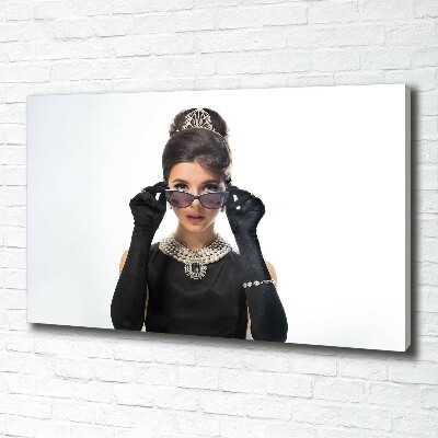 Cuadro canvas moderno de gran formato horizontal Mujer con gafas
