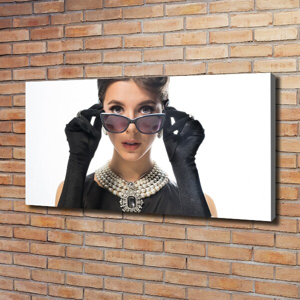 Cuadro canvas moderno de gran formato horizontal Mujer con gafas